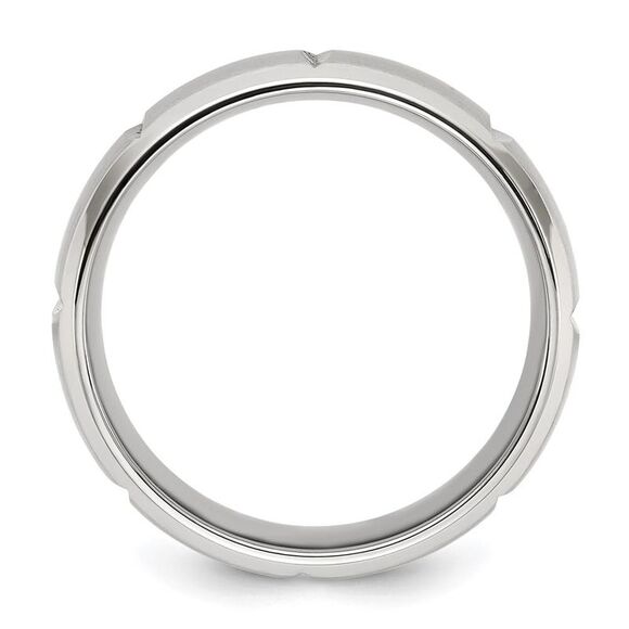 Kazi Luxury Chisel Titanium Brushed and Polished Grooved 8mm Band - Picture 8 of 9
